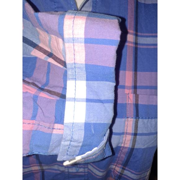 Prince & Fox Pink and Blue Plaid Button Up Shirt Size Large - Picture 3 of 8